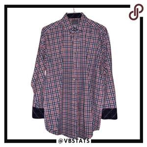 Large Thomas Dean Orange-Blue Plaid LS Shirt‎